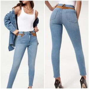 💕GOOD AMERICAN💕 Good Legs Suede Mixing Skinny Jeans ~ INDIGO080 Blue 8/29 NWT